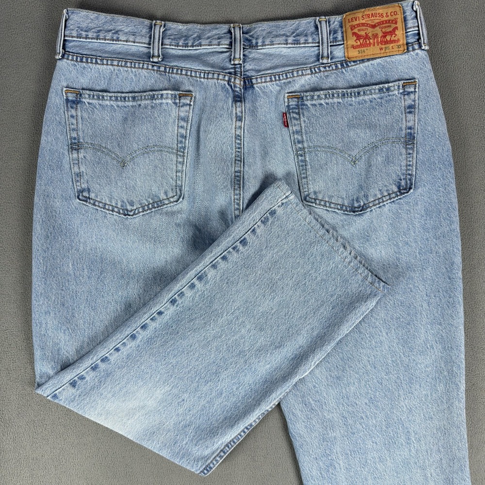 Levis 514‎ Jeans 38x28 Blue Lightwash Classic Straight Distressed Americana READ